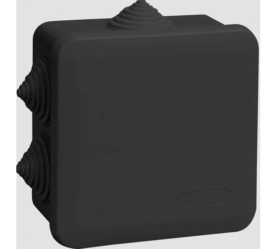 Изображение товара Распаячная коробка IEK км41255 100x100x50мм ip44 6 вв. черная UKO21-100-100-050-K02-44