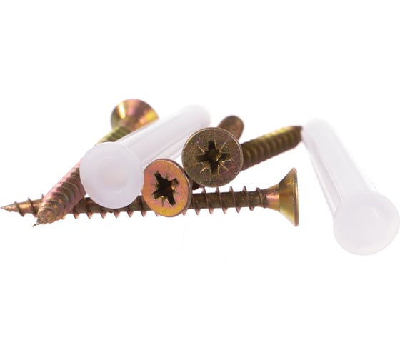 Изображение товара Дюбель с шурупом Качественный Крепеж белый дюбель 8х45 + шуруп 5х50 55 шт 0500991 КЧ