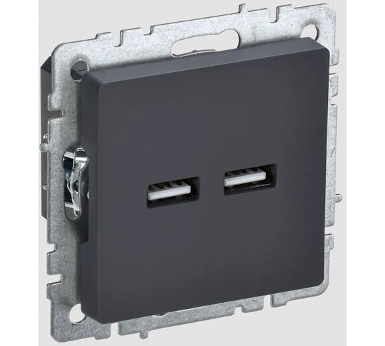 Изображение товара Розетка USB IEK Brite a+a 5в 3,1а рю10-1-брг графит BR-U21-D31-K53