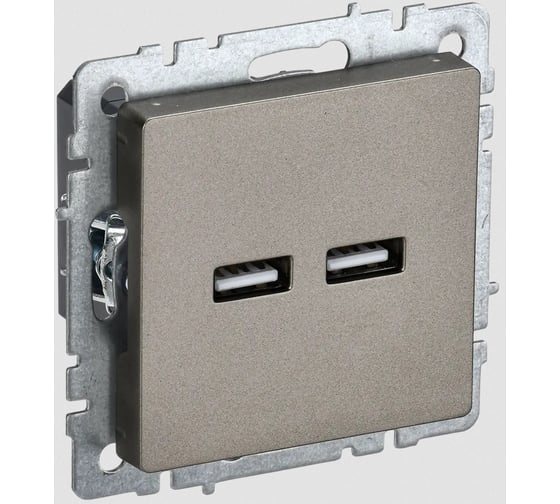 Изображение товара Розетка USB IEK Brite a+a 5в 3,1а рю10-1-брш шампань BR-U21-D31-K37