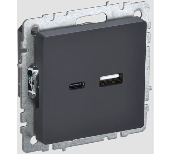 Изображение товара Розетка USB IEK Brite a+c 18вт рю11-1-брг графит BR-U22-018-K53