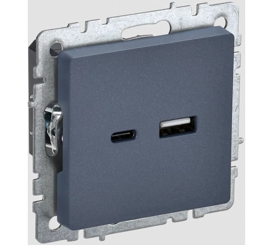 Изображение товара Розетка USB IEK Brite a+c 18вт рю11-1-брм маренго BR-U22-018-K35