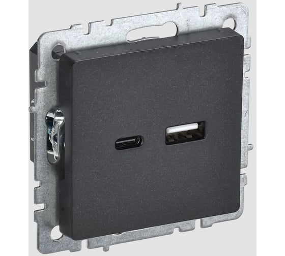 Изображение товара Розетка USB IEK Brite a+c 18вт рю11-1-брч черный BR-U22-018-K02