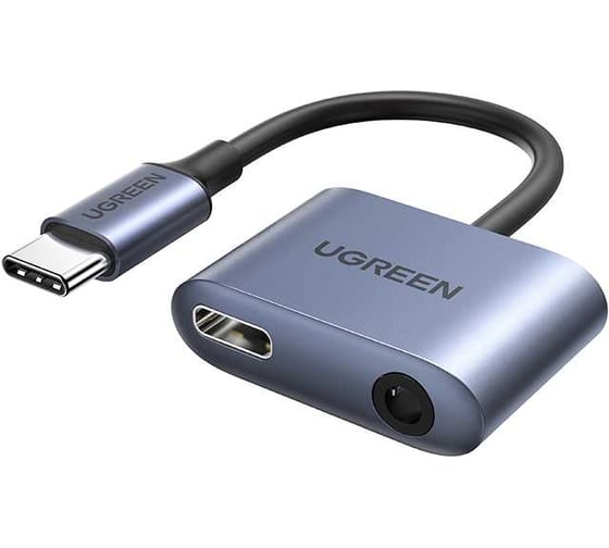 Изображение товара Адаптер Ugreen cm231 usb-c to 3.5mm audio adapter with pd. цвет: серый 60164
