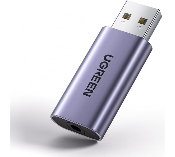 Изображение товара Внешняя звуковая карта Ugreen cm383 usb 2.0 to 3.5mm audio adapter. цвет: серый 80864