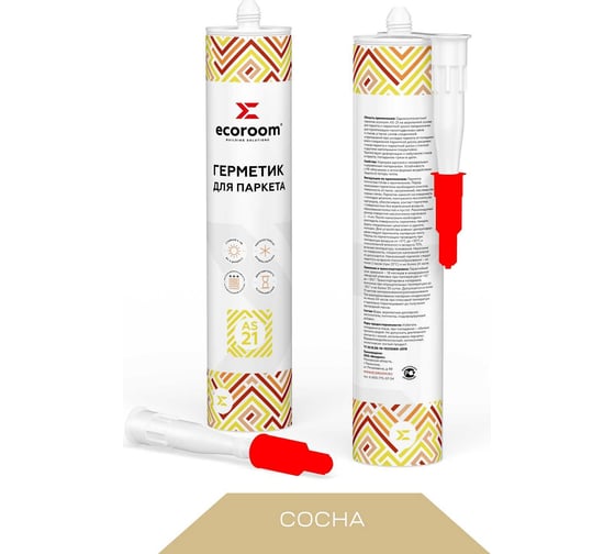Изображение товара Акриловый герметик для паркета ECOROOM AS-21 сосна, 310 мл 226-1-310-сосн