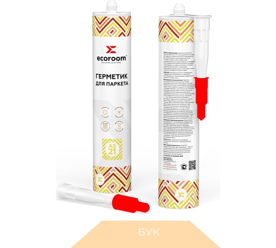 Изображение товара Акриловый герметик для паркета ECOROOM AS-21 бук, 310 мл 226-1-310-бук
