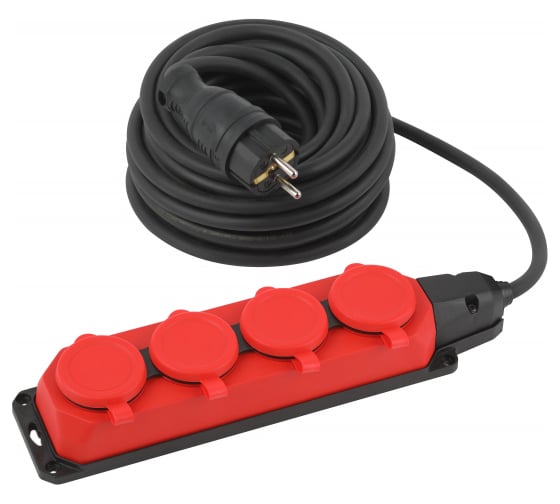 Изображение товара Силовой удлинитель ЭРА UK4e3x1,530mIP44(KG) с заземлением, 4 розетки, каучук, 30м, КГ 3x1,5мм2 IP44 Б0057588