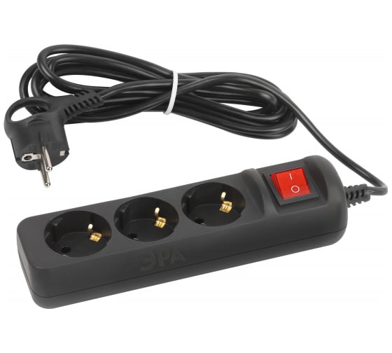 Изображение товара Электрический удлинитель ЭРА UX3es3mB с заземлением, с выключателем, 3 розетки, 3 м, ПВС 3x0,75мм2, 10А Б0057728