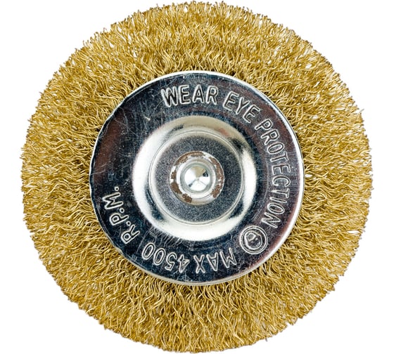 Изображение товара Щетка для дрели плоская, мягкая/латунированная проволока 75 мм TOOLAS 00002811