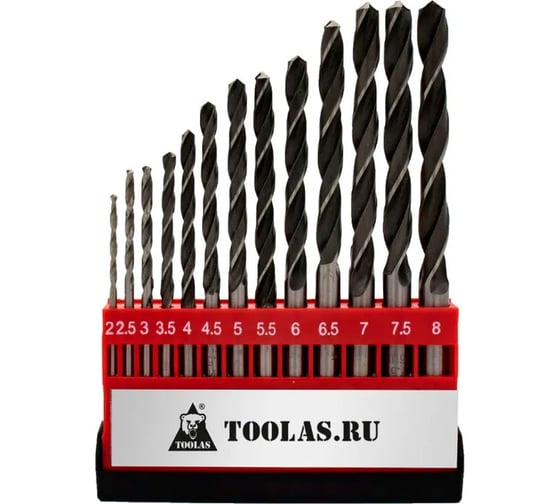 Изображение товара Набор сверл по металлу 2 – 8 мм, 13 шт TOOLAS 00013008