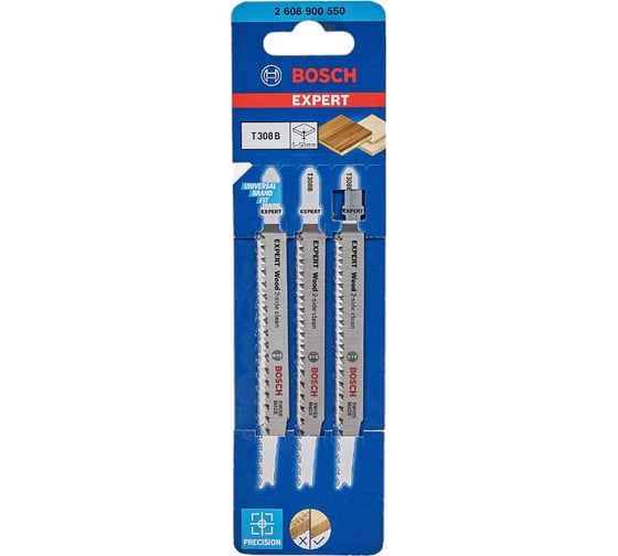 Изображение товара Пилки Expert Т308В, HCS, 3 шт для лобзика Bosch 2608900550