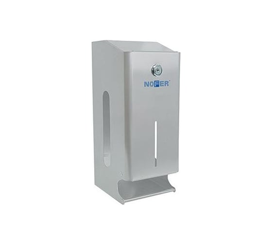 Изображение товара Диспенсер для туалетной бумаги Nofer прямоугольный из нержавеющей стали глянцевый для 2 рулонов 05101.В