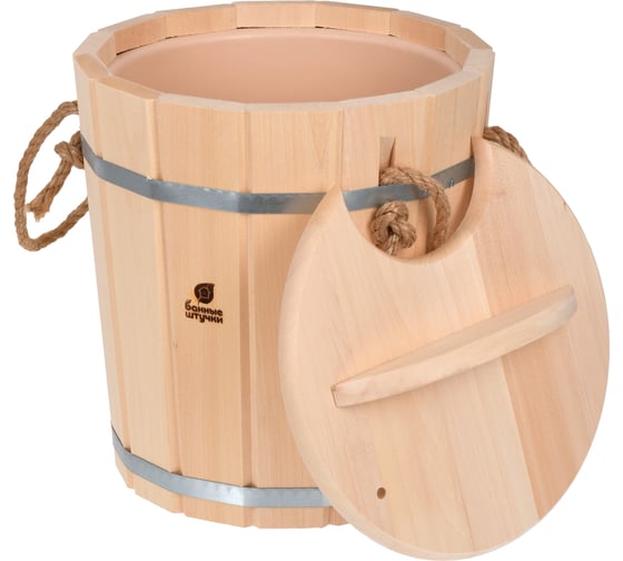 Изображение товара Запарник с пластиковой вставкой и крышкой Банные штучки 9л 32052