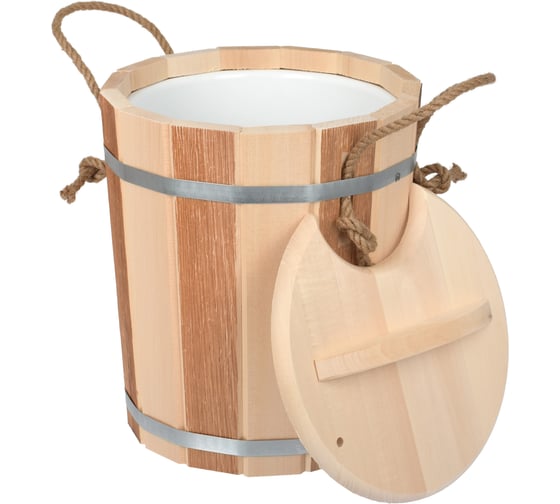 Изображение товара Запарник с пластиковой вставкой и крышкой Банные штучки Контраст 9л 32421