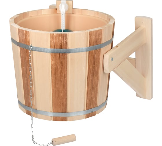 Изображение товара Русский душ на 16 л Банные штучки Контраст липа обливное устройство c пластиковой вставкой и наливным клапаном в коробке /1 32422