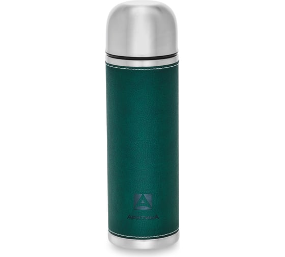 Изображение товара Термос с узким горлом Арктика 1л, кожаная вставка, зеленый 108-1000-GN