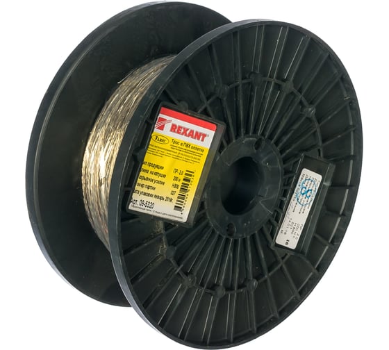 Изображение товара Стальной трос REXANT в ПВХ изоляции d=2.0 мм, катушка 200 метров 09-5320