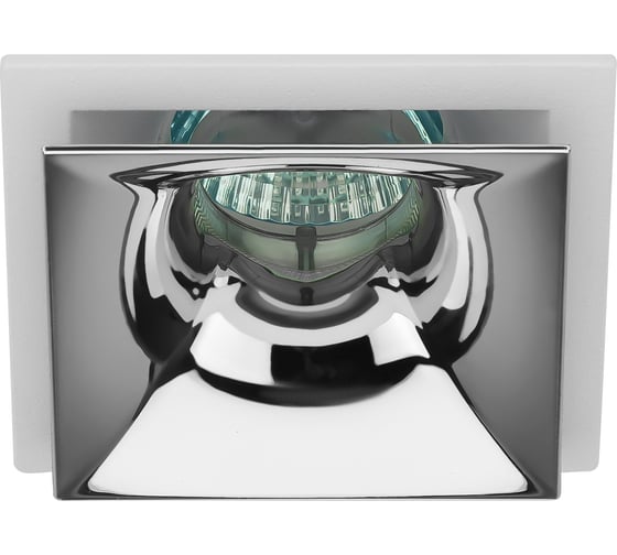 Изображение товара Декоративный встраиваемый светильник ЭРА KL102 WH/CH MR16, GU5.3, белый/хром Б0056354