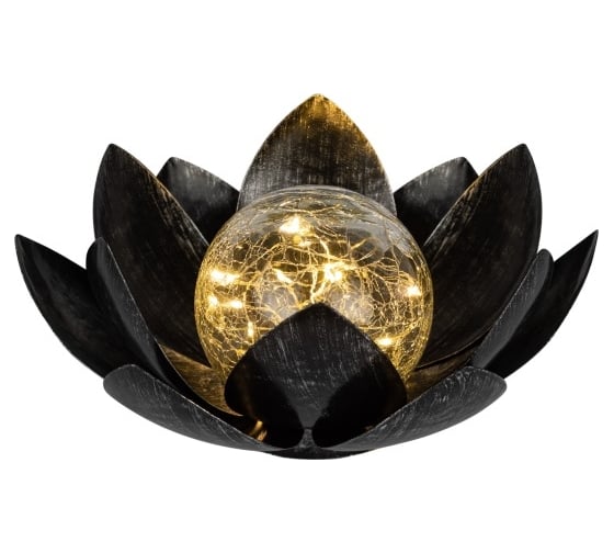 Изображение товара Уличный светильник ЭРА ERASF2252 на солнечной батарее, садовый, Лотос (2 в 1) стекло кракле 20LED Б0057657