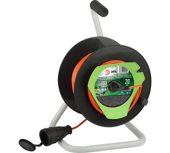 Изображение товара Силовой удлинитель ЭРА RP12x120m на пластиковой катушке, без заземления, 1 розетка, 20м, ПВС 2x1мм2 Б0059769