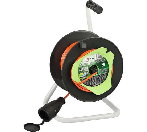 Изображение товара Силовой удлинитель ЭРА RP12x130m на пластиковой катушке, без заземления, 1 розетка, 30м, ПВС 2x1мм2 Б0059770