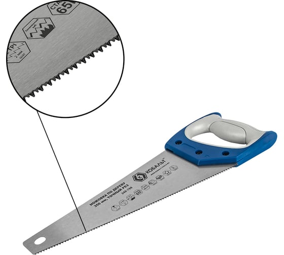 Изображение товара Ножовка по дереву 350 мм, шаг 2 мм/12 TPI, закаленный зуб, 3D-заточка КОБАЛЬТ 248-788