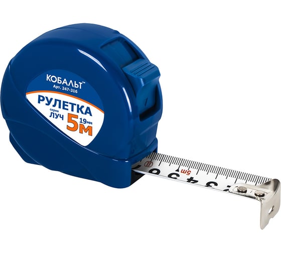 Изображение товара Рулетка 5 м x 19 мм корпус из ABS пластика КОБАЛЬТ Луч 247-316
