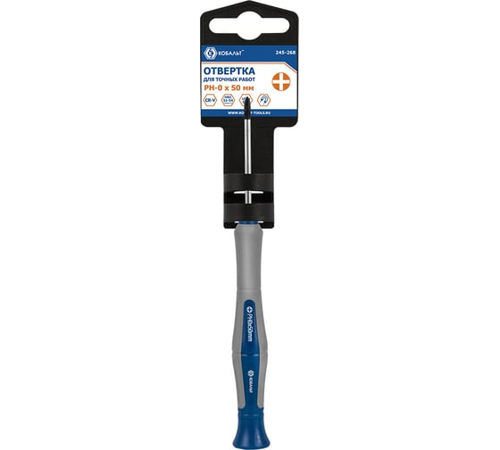 Изображение товара Отвертка для точных работ PH 0 х 50 мм CR-V,подвес КОБАЛЬТ Ultra Grip 245-268