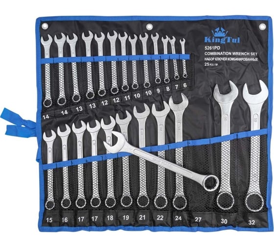 Изображение товара Набор комбинированных ключей KingTul 6-32 мм, 25 предметов KT-5261PD(54620)