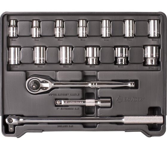 Изображение товара Набор торцевых головок, метрический, 16шт, без кейса BOVIDIX 380101702/0