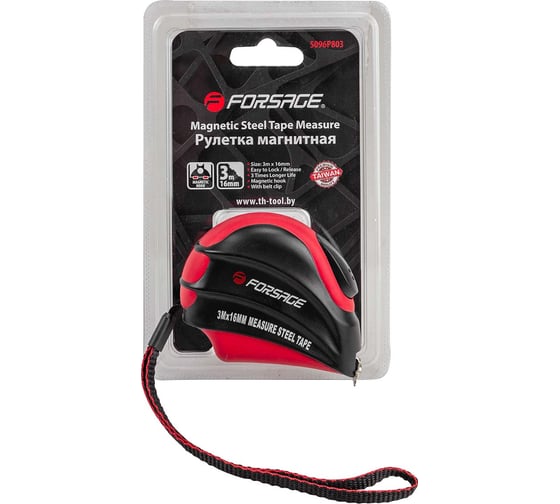 Изображение товара Рулетка Forsage 3мх16 мм магнитный зацеп, автоблокировка, двухкомпанентный корпус, в блистере F-5096P803(25640)