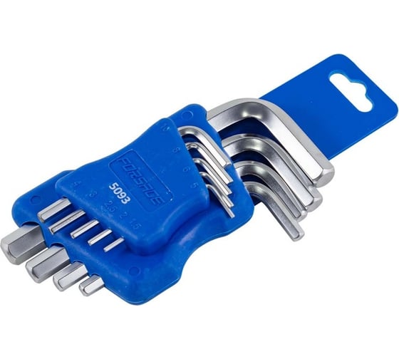 Изображение товара Набор Г-образных шестигранных ключей Forsage 1,5, 2, 2,5, 3-6, 8, 10 мм, 9 предметов, в пластиковом держателе F-5093(6550)