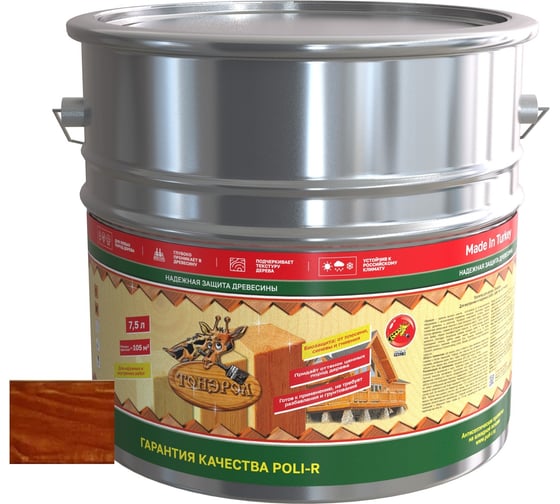 Изображение товара Пропитка для дерева Poli-R тонэрол махагон, 7.5 л 13773