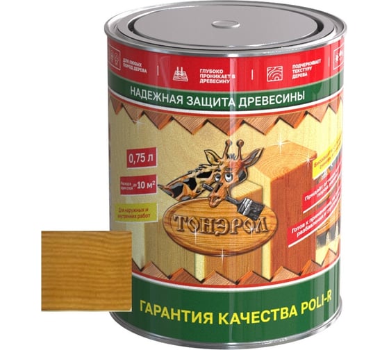 Изображение товара Пропитка для дерева Poli-R тонэрол сосна, 0.75 л 13762