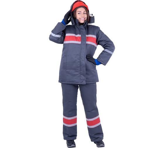 Изображение товара Женский утепленный костюм ГК Спецобъединение АНГАРА серый-красный, размер 96-100, рост 158-164 Кос 469/ 96/158