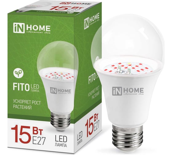 Изображение товара Светодиодная лампа IN HOME LED-A60-FITO 15Вт 230В Е27 4690612036502
