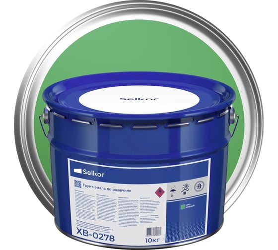 Изображение товара Грунт-эмаль Selkor ХВ-0278 зеленая 10 кг 91019