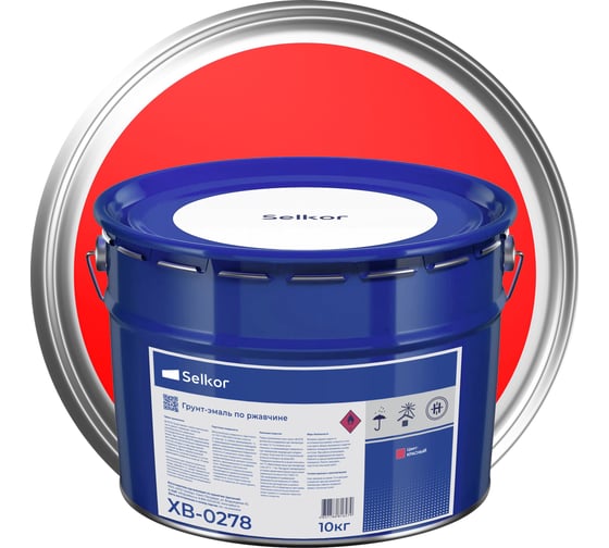 Изображение товара Грунт-эмаль Selkor ХВ-0278 красная 10 кг 91021