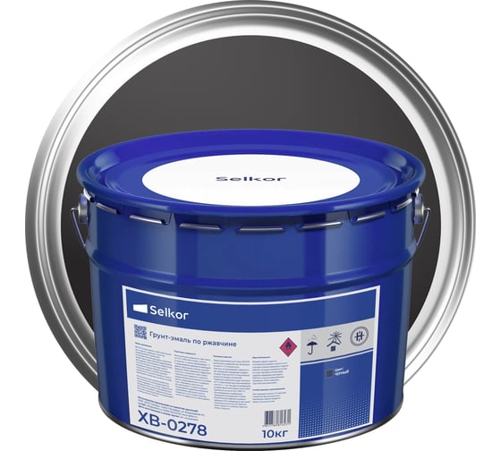 Изображение товара Грунт-эмаль Selkor ХВ-0278 черная 10 кг 91016