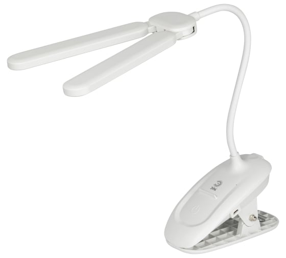 Изображение товара Светодиодный настольный светильник ЭРА NLED5126WW аккумуляторный, на прищепке, белый Б0057207