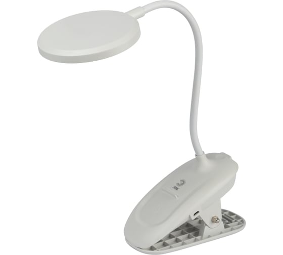 Изображение товара Светодиодный настольный светильник ЭРА NLED5136WW аккумуляторный, на прищепке, белый Б0057209
