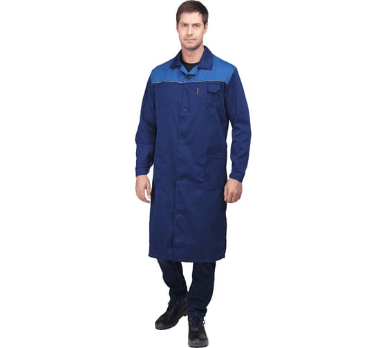 Изображение товара Халат ГК Спецобъединение СТАНДАРТ темно-синий/василек, р.112-116, рост 182-188 Хал 012/112/182