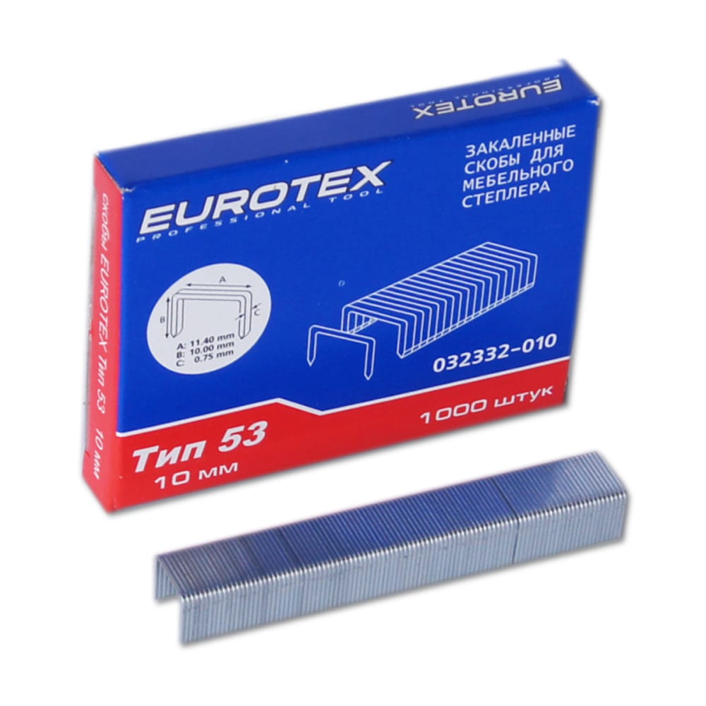 Скобы для мебельного степлера EUROTEX скобы для мебельного степлера gross 41738 8 мм усиленные тип 140