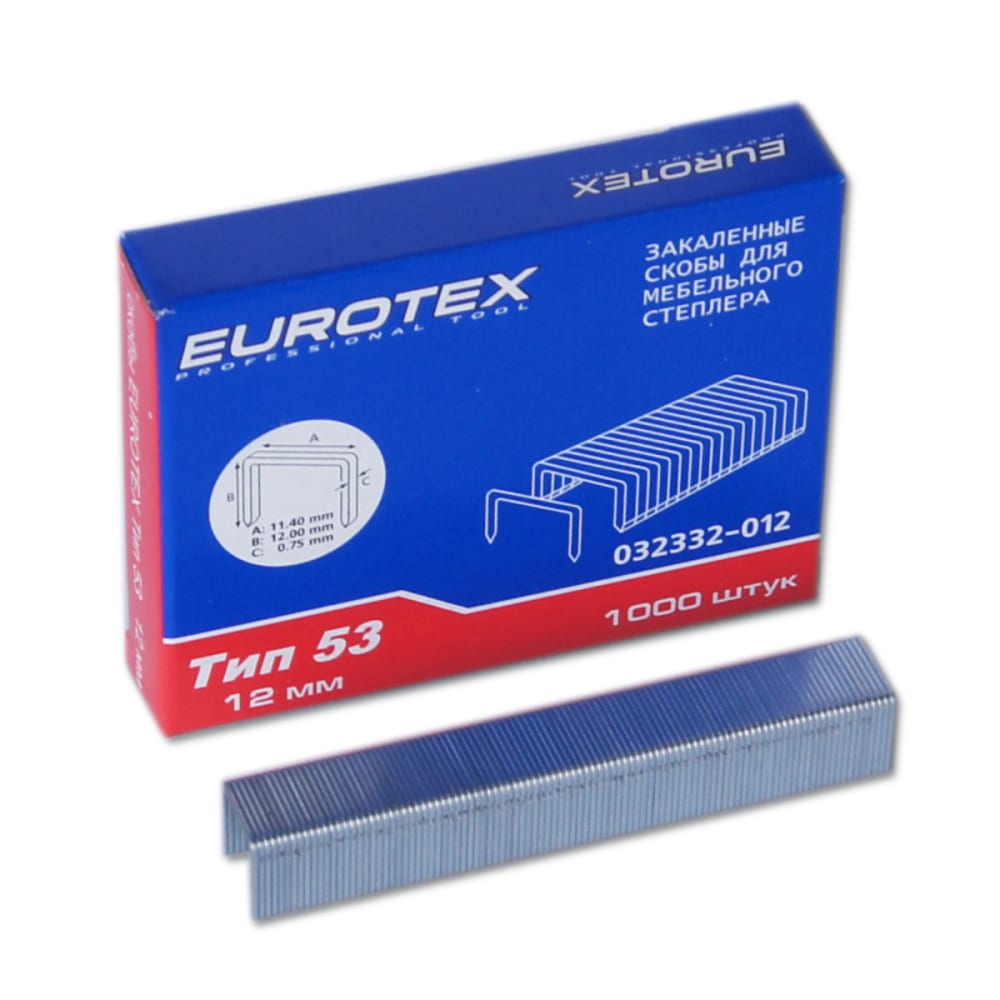 Скобы для мебельного степлера EUROTEX скобы для мебельного степлера gross 41738 8 мм усиленные тип 140