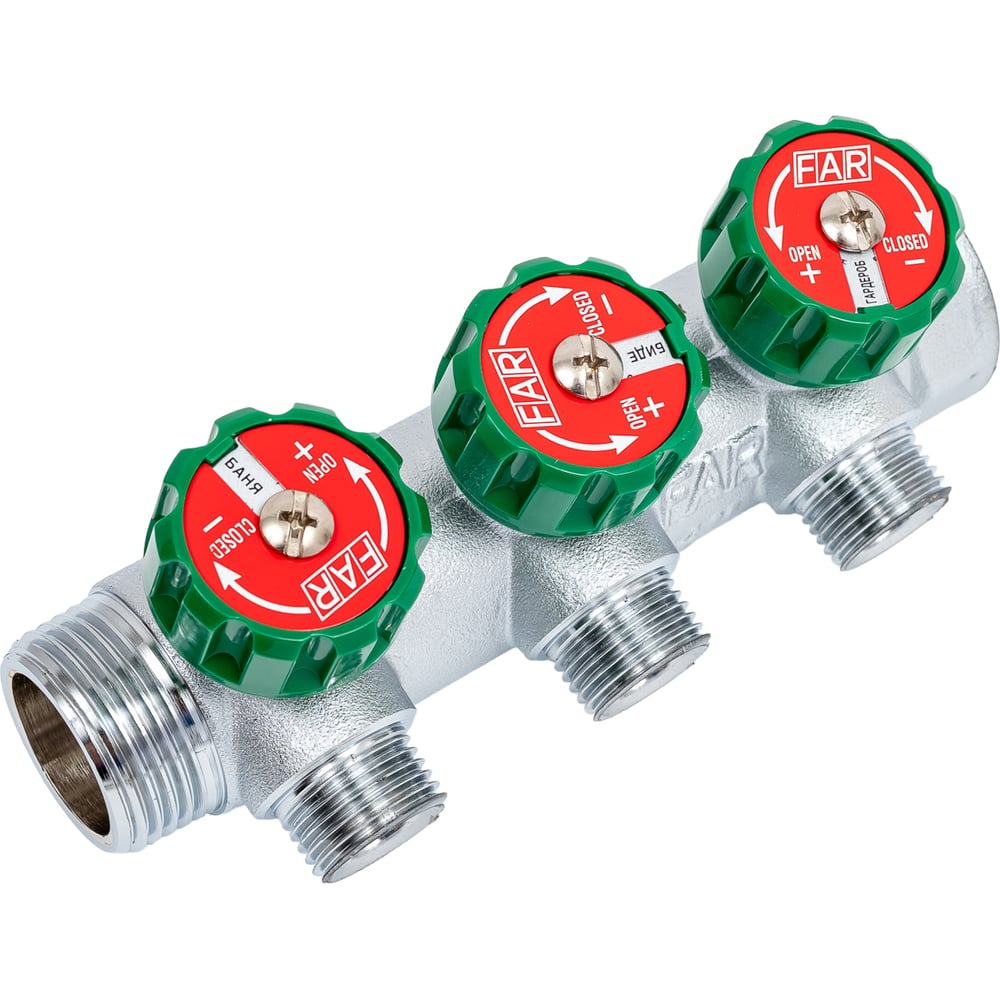 Изображение товара Регулирующий коллектор FAR 1" ВР-НР с 3 отв. 1/2" НР 45 мм