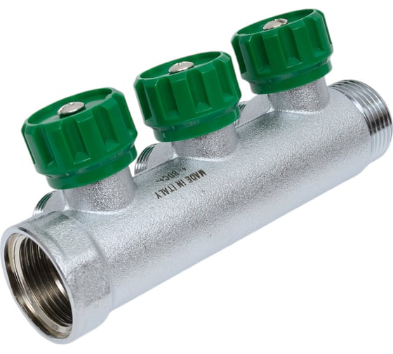 Изображение товара Регулирующий коллектор FAR 1" ВР-НР с 3 отв. 1/2" НР межосев. 45 мм, плск. упл. FK 3822 112TP