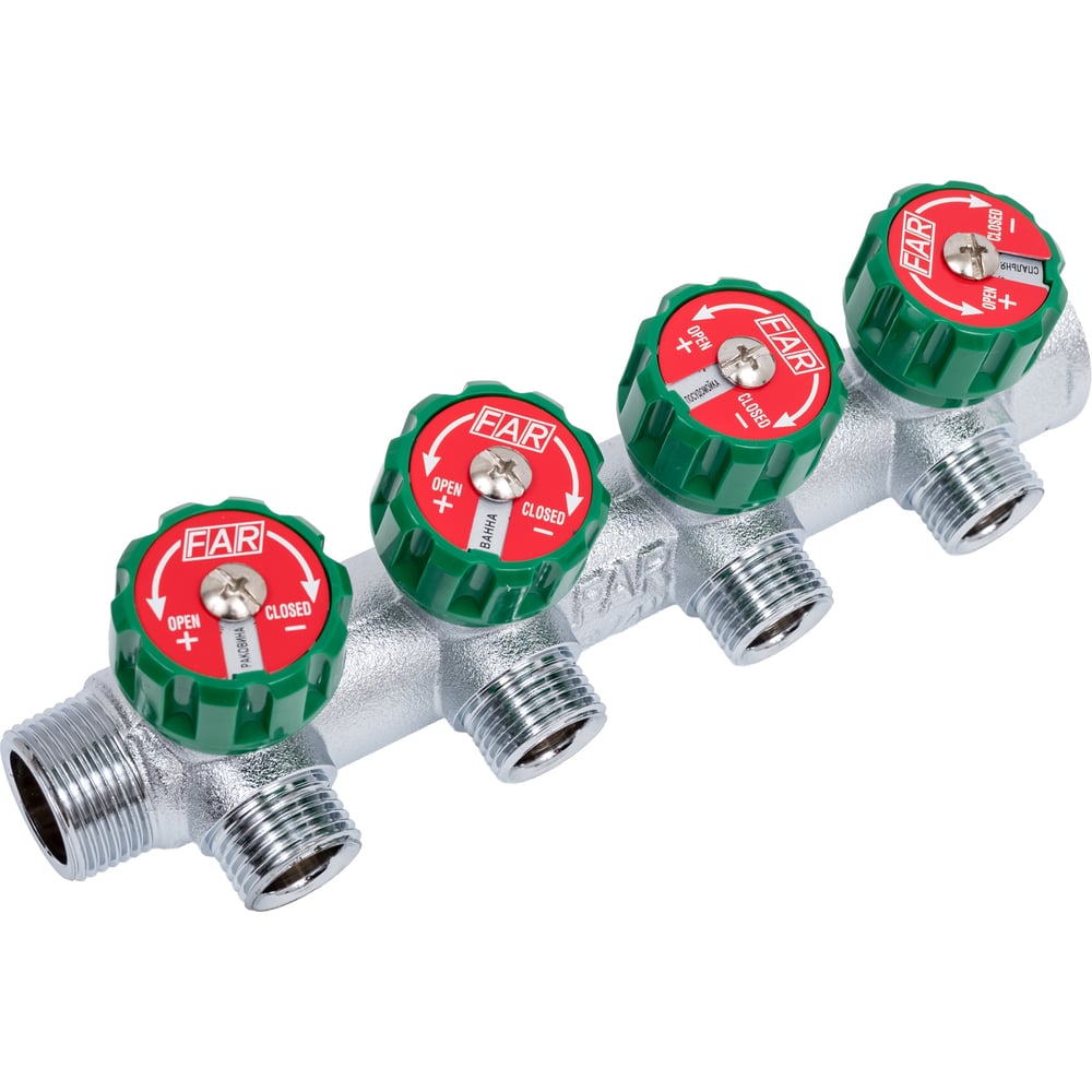 Изображение товара Регулирующий коллектор FAR 3/4 дюйма 4 отв. межосевое 45 мм FK 3824 3412