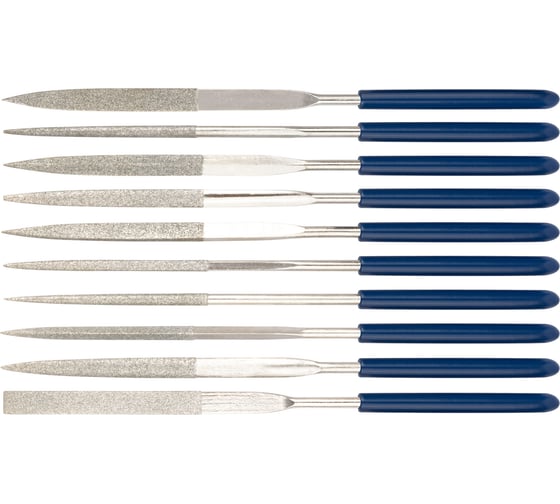 Изображение товара Алмазные надфили (ПВХ ручка, 3х140х50 мм, 10 штук) FIT IT 42171