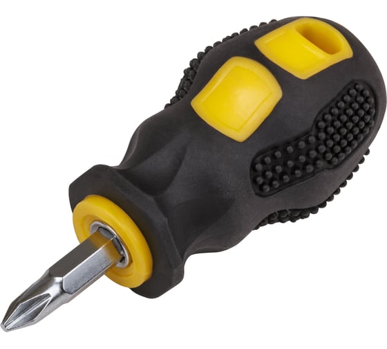 Изображение товара Отвертка c переставным жалом (CrV сталь, прорезиненная ручка, 6х25 мм, PH2/SL6) FIT IT Коротыш 56226